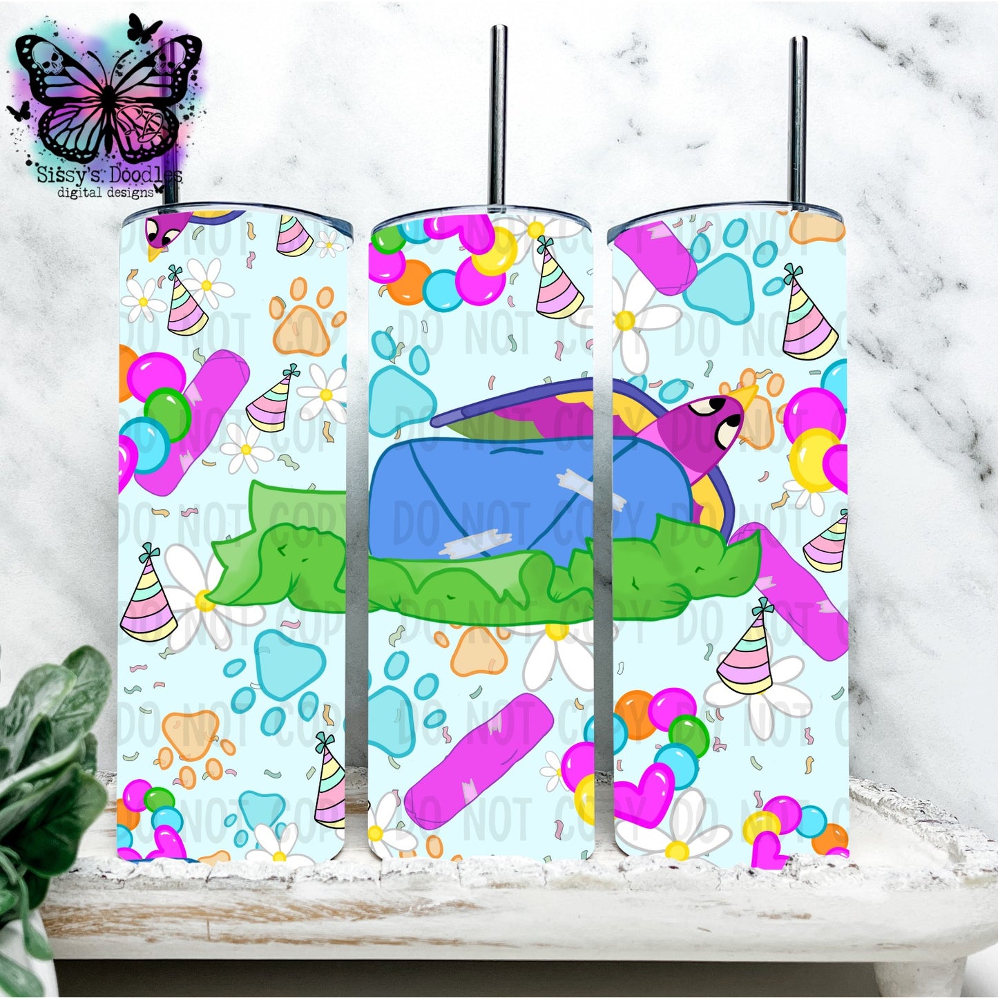 Blue Pass the Parcel Daisy Seamless PNG Download