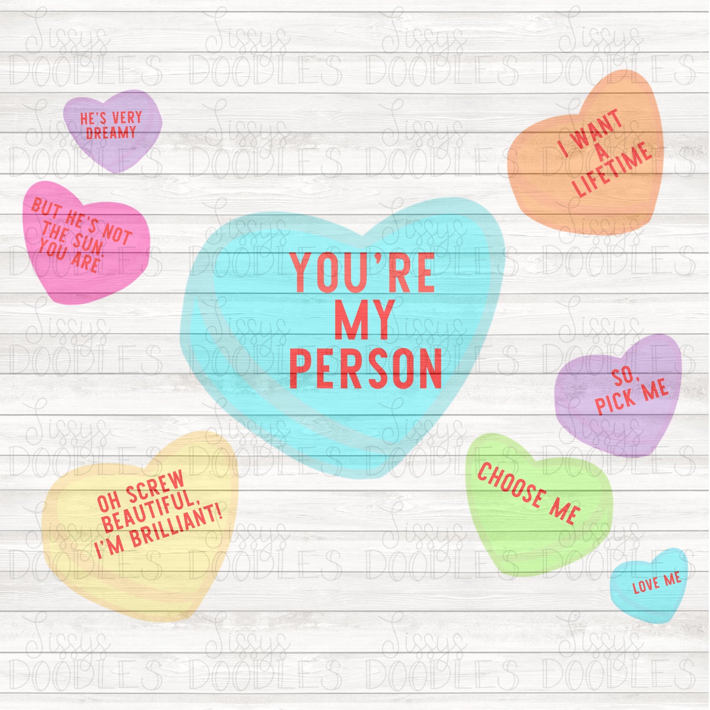 Greys Candy Hearts PNG Download