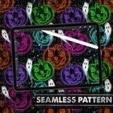 Neon Pumpkins Seamless PNG Download | 2 Scales |