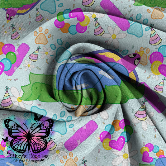 Blue Pass the Parcel Daisy Seamless PNG Download