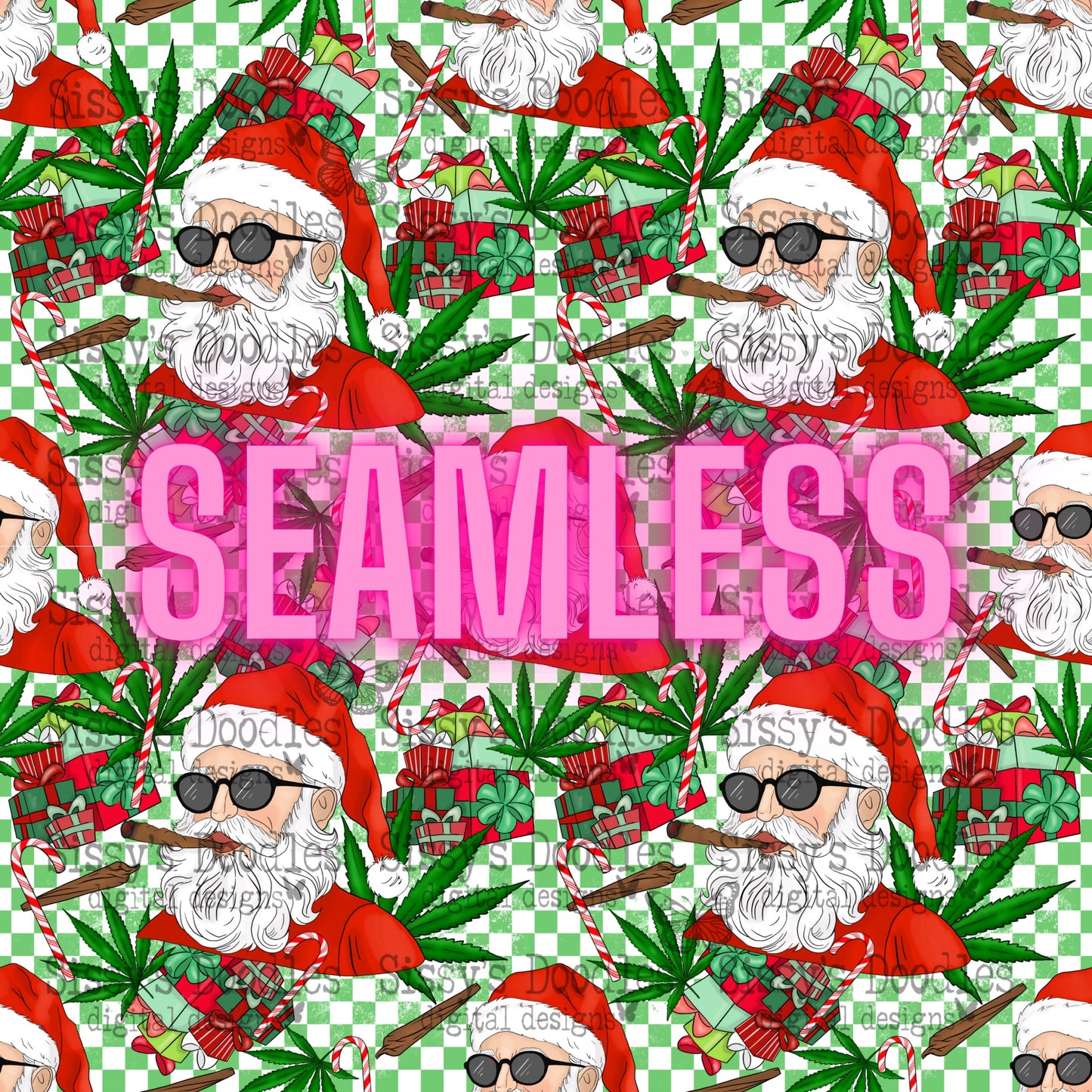 Holly Jolly Santa Seamless PNG