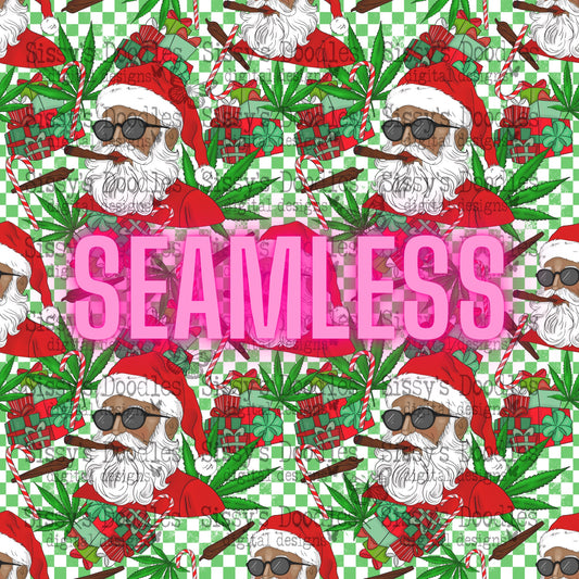 Holly Jolly Santa Seamless PNG