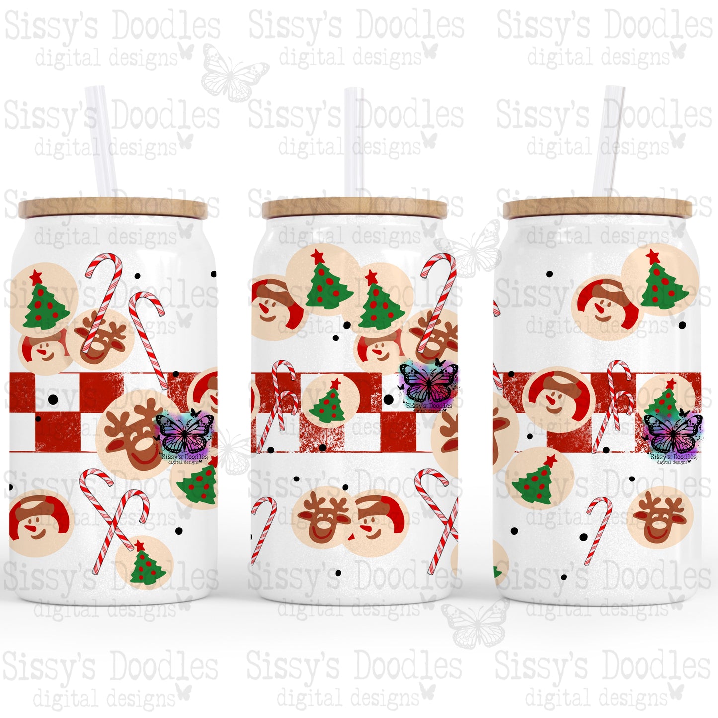 Christmas Cookie 16 oz Can Glass Wrap