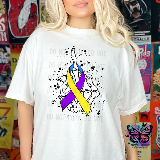 Fuck Cancer Yellow Purple Blue Ribbon PNG Download