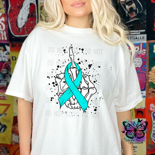 Fuck Cancer Turquoise Ribbon PNG Download