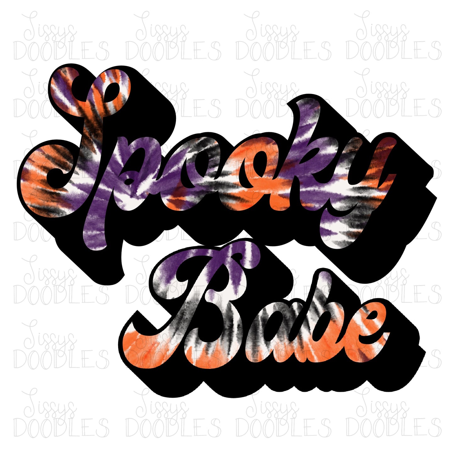 Retro Tie Dye Spooky Babe PNG Download