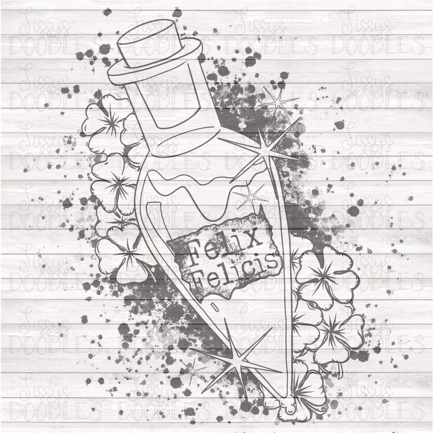 Liquid Luck Floral PNG download SINGLE COLOR
