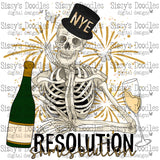 New Year Skellie Champagne PNG Download
