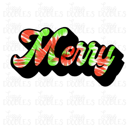 Retro Tie Dye Merry PNG Download