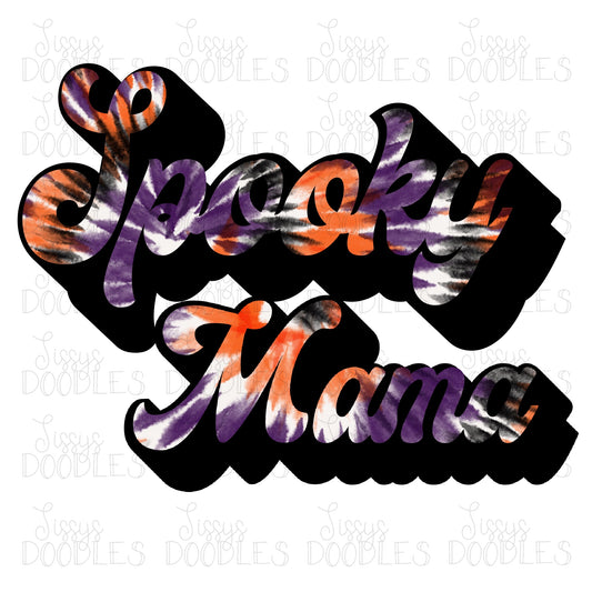 Retro Tie Dye Spooky Mama PNG Download