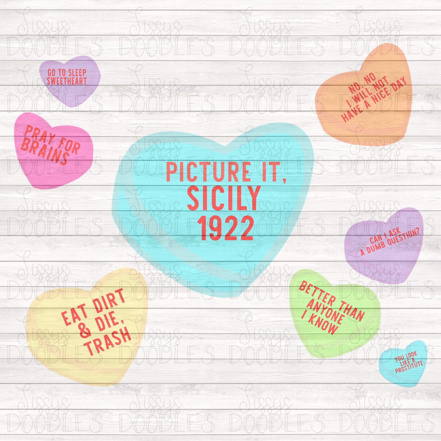 Golden Girls Candy Hearts PNG Download