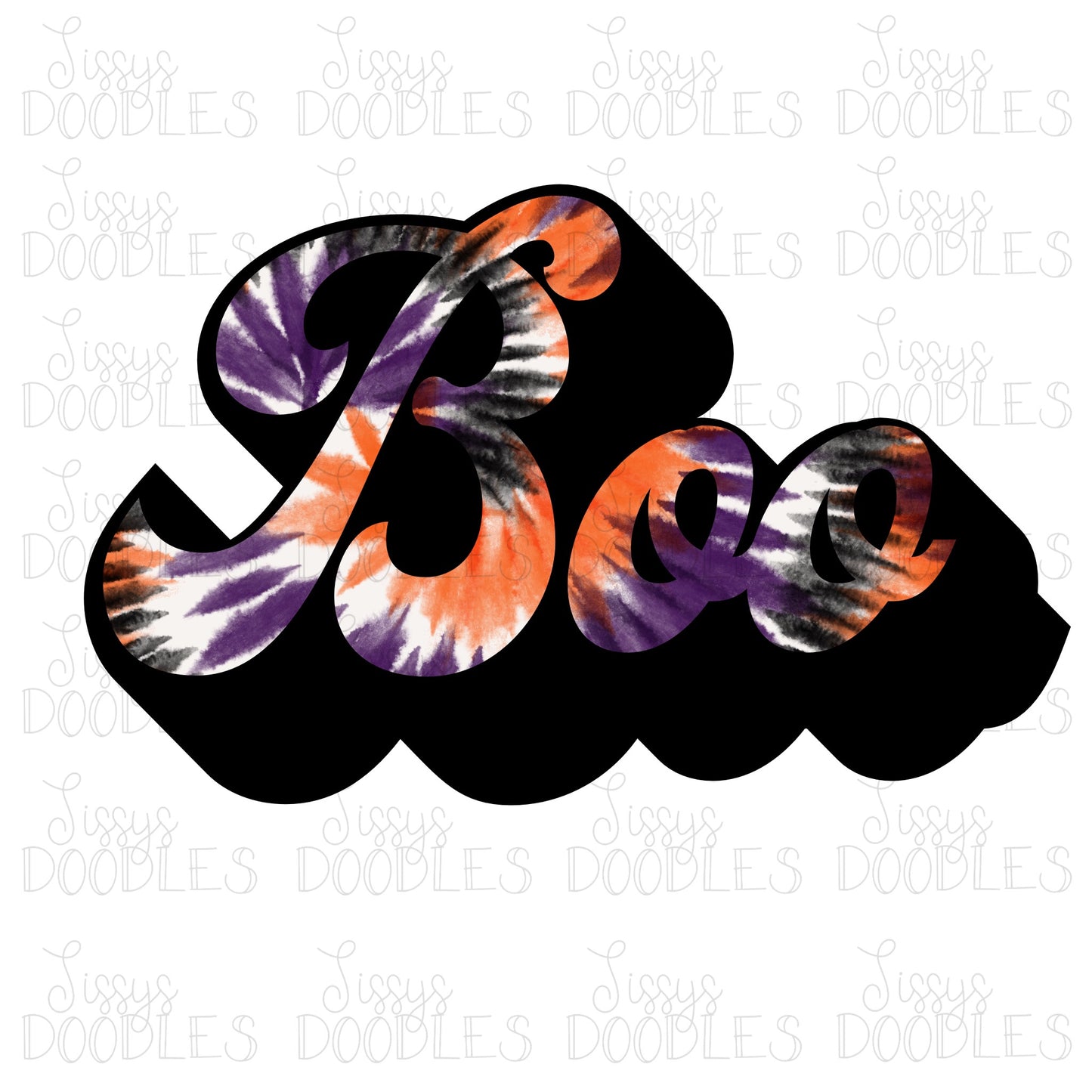 Retro Tie Dye Boo PNG Download