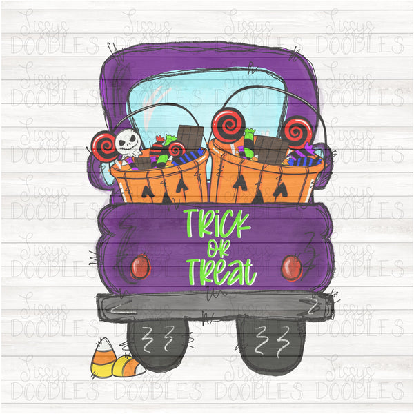 Halloween trick or treat doodle truck PNG Download