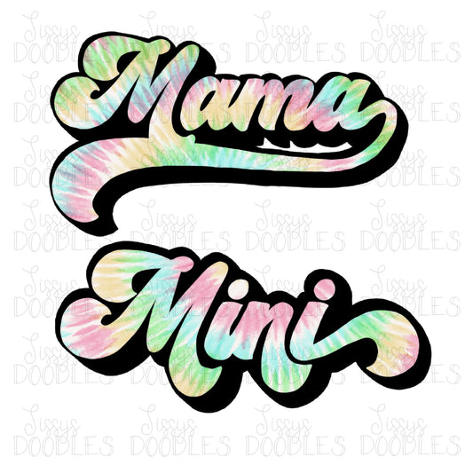 Retro Mama & Mini Pastel Tie Dye PNG Download