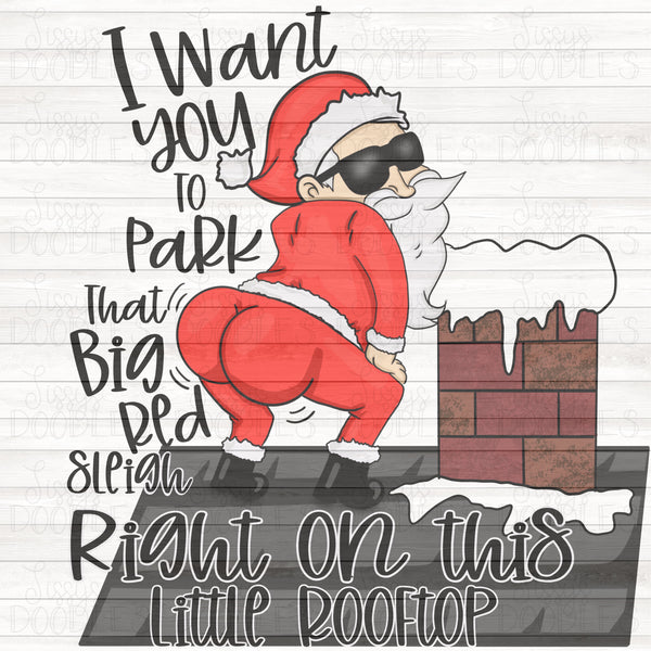 Park that big red sleigh right on this little rooftop PNG Download