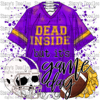 Dead Inside but its Game Day PNG Download - Purple & Yellow