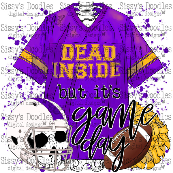 Dead Inside but its Game Day PNG Download - Purple & Yellow