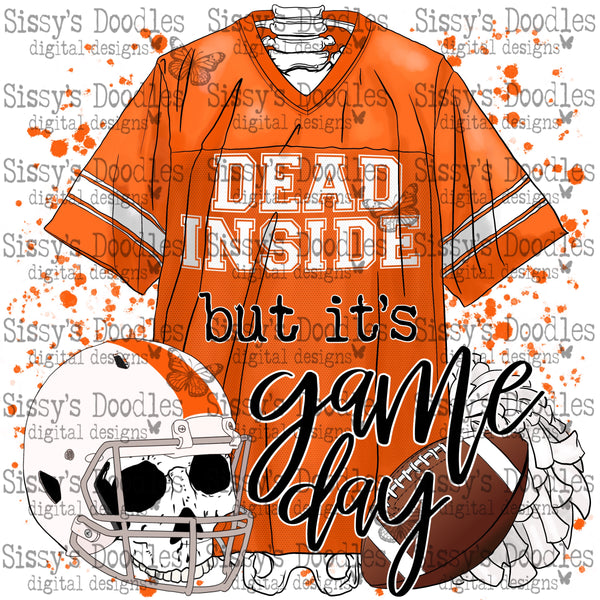 Dead Inside but its Game Day PNG Download - Orange & White