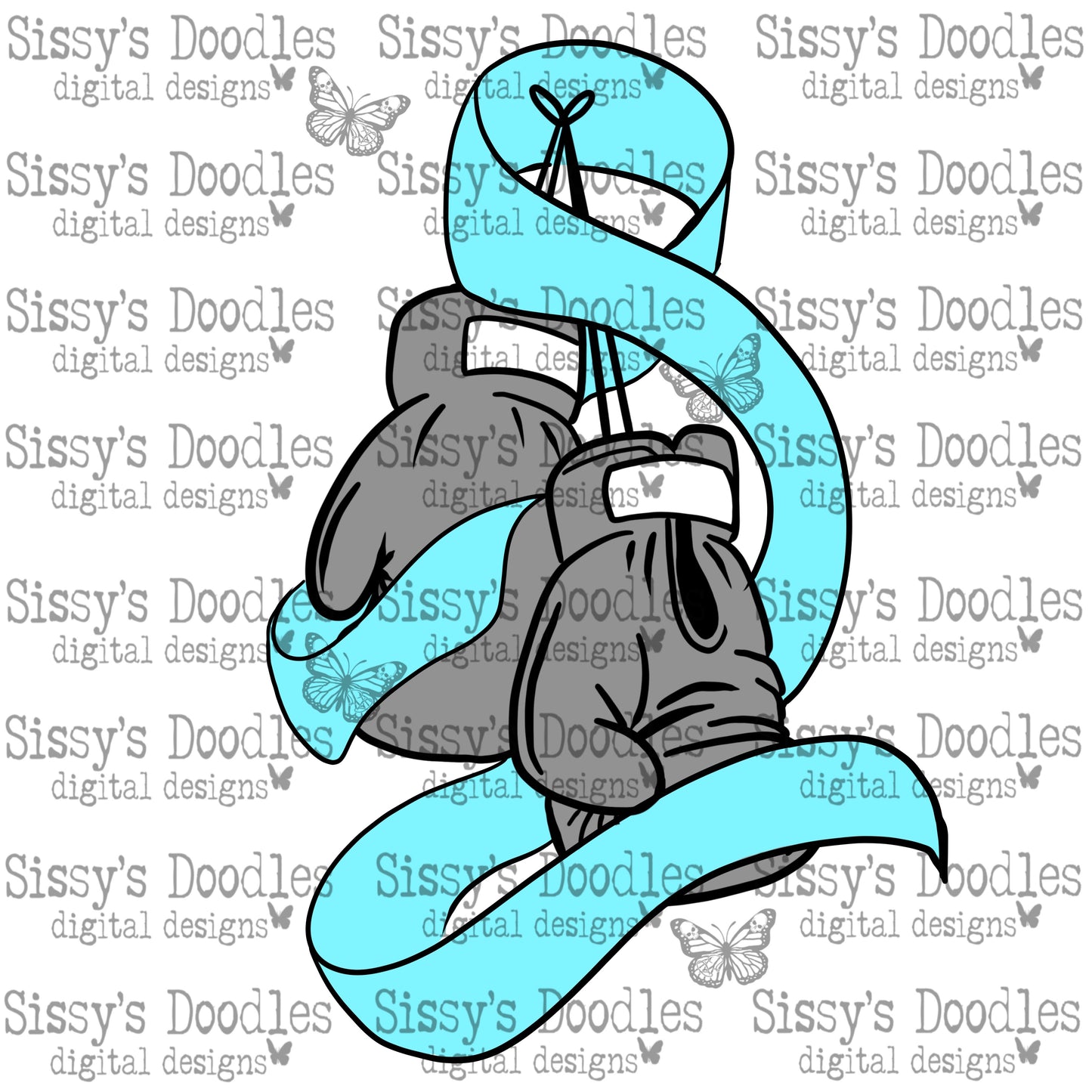 Light Blue Boxing Gloves PNG Download