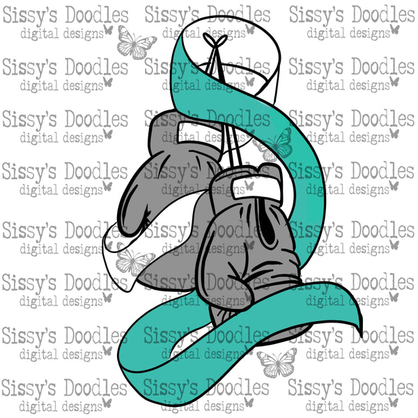Teal and White Boxing Gloves PNG Download
