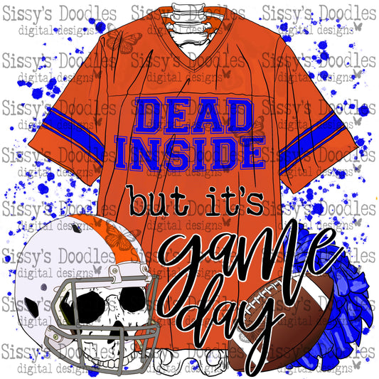 Dead Inside but its Game Day PNG Download - Orange & Blue