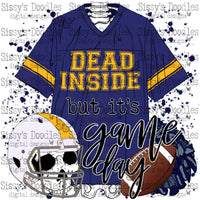 Dead Inside but its Game Day PNG Download - Navy & Yellow