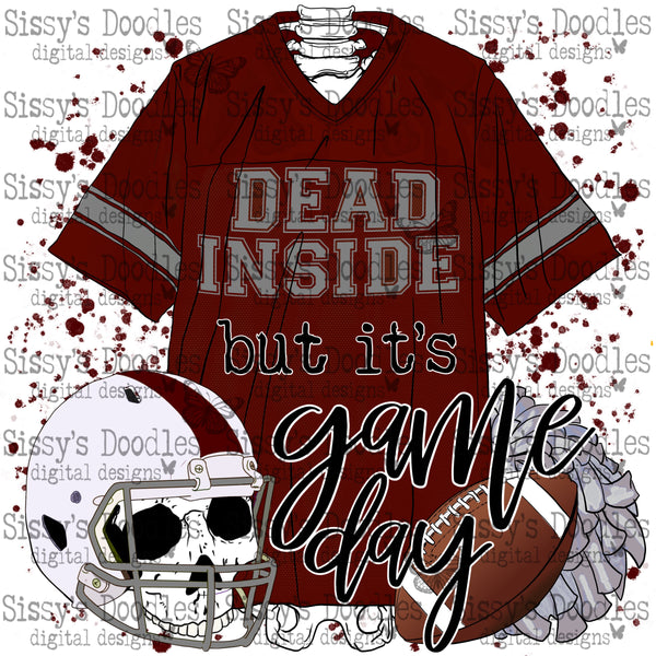 Dead Inside but its Game Day PNG Download - Maroon & Grey