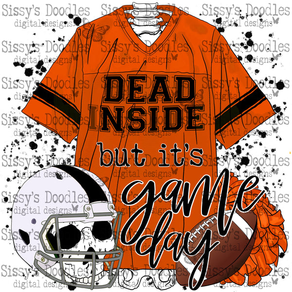 Dead Inside but its Game Day PNG Download - Orange & Black