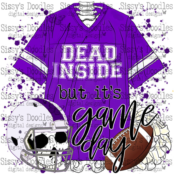 Dead Inside but its Game Day PNG Download - Purple & White