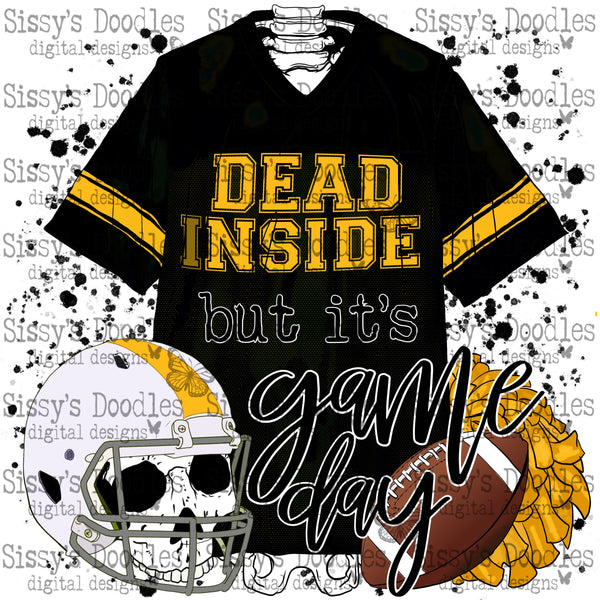 Dead Inside but its Game Day PNG Download - Black & Yellow